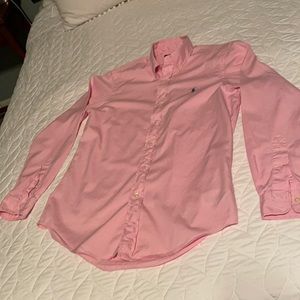 Men’s small polo long sleeve pink shirt